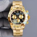 Replica Rolex Daytona Yellow Gold Watch Black Dial 40MM For Men